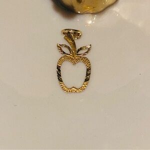 14 K ‘DZ’ (designer Dazzle) stamped circa 1980’s Gold Apple Pendant